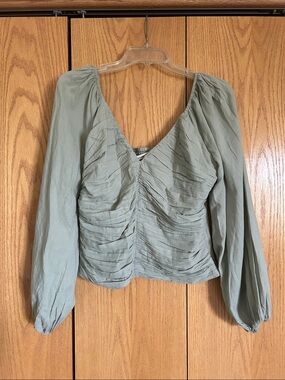 Abercrombie & Fitch Ruched V-Neck Long Sleeve Top